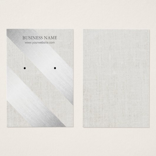 Écran d'oreille moderne Silver Stripes Faux Lin (Devant & derrière)