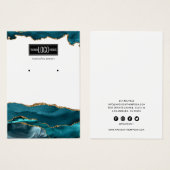 Écran d'oreille tendance Turquoise & Gold Agate (Devant & derrière)