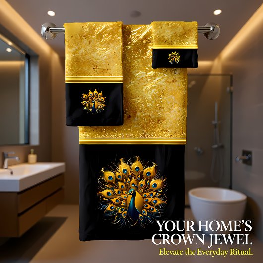 Écran Majestueux Peacock Bleu Et Or