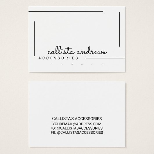 Ecran Simple Blanc Bordure Noire Boucles d'oreille (Devant & derrière)