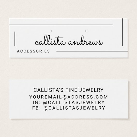 Ecran Simple Blanc Bordure Noire Boucles d'oreille (Devant & derrière)