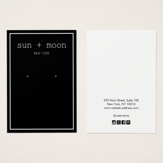 Écran simple Noir moderne de bijoux d'oreille (Devant & derrière)