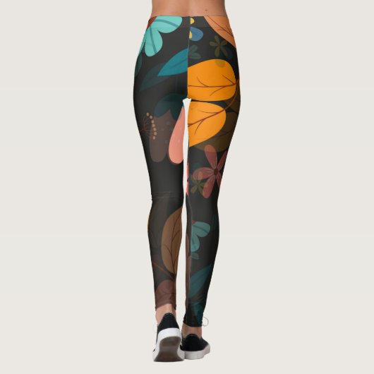 Écrans floraux leggings noirs (Dos)