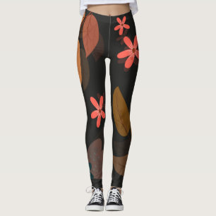 Écrans floraux leggings noirs