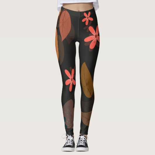 Écrans floraux leggings noirs (Devant)
