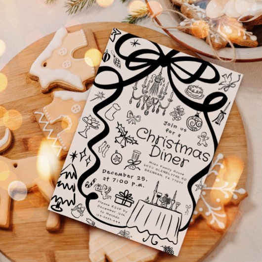 Écrire main Noël Diner Invitation