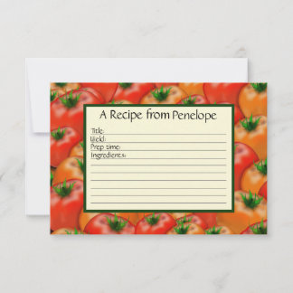 Écrire sur la carte de recette Motif de tomate jut