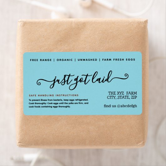 Écrit à la main Funky Chicken Egg Carton Étiquette (En situation)