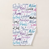Ecrit à la main les villes célèbres du Motif mondi (Serviette à main)