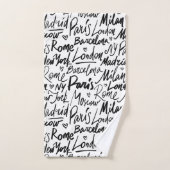 Ecrit à la main les villes célèbres du Motif mondi (Serviette à main)