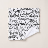 Ecrit à la main les villes célèbres du Motif mondi (Gant de toilette)