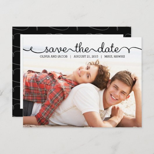 Écrit Avec Amour Enregistrer La Date Carte Postale (Devant / Derrière)