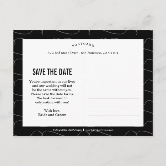 Écrit Avec Amour Enregistrer La Date Carte Postale (Dos)