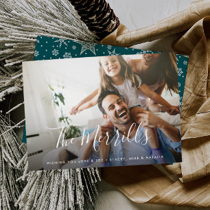 Écrit avec Élégance Carte de Vœux Photo de Fêtes