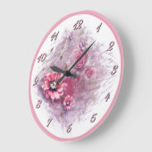 Écrit Dans Floral Rose Mur Horloge (Angle)