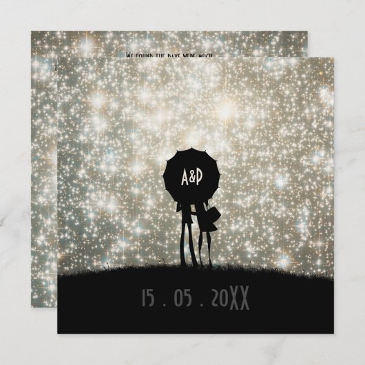 Écrit dans le faire-part de mariage d'étoiles (Devant / Derrière)