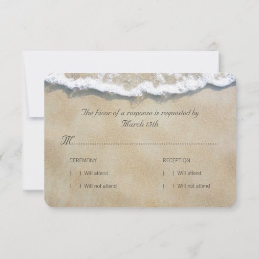 Écrit dans le Sand Beach Wedding RSVP (Dos)