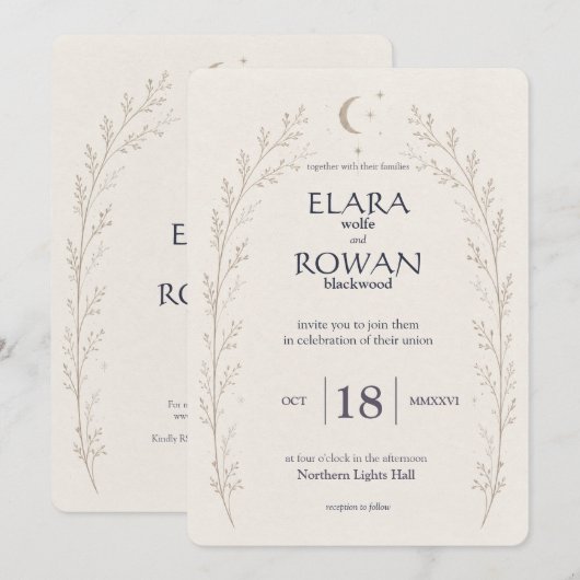 Écrit dans les Étoiles Invitation de Mariage Céles (Devant / Derrière)