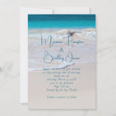Écrit dans Sand Tropical Beach Wedding Invitation (Devant)