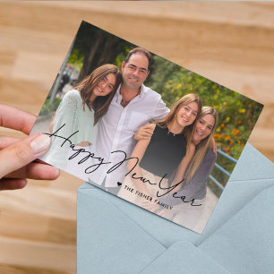 Écrit Simplement Heureux Carte photo du Nouvel An