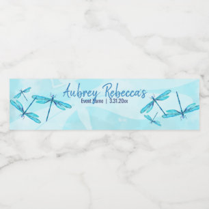 Écrit Turquoise Dragonfly Étiquettes de bouteille