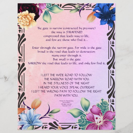 Écrits de route étroite papier personnalisé (Dos)