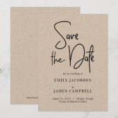 Écriture Amusante Enregistrer La Carte Date Kraft (Devant / Derrière)