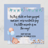 Écriture Baby Boy Carte Faire-part Cet enfant 1 (Devant / Derrière)