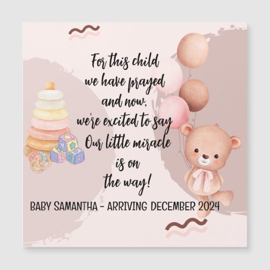 Écriture Baby Faire-part Carte magnétique Cet enfa (Devant)