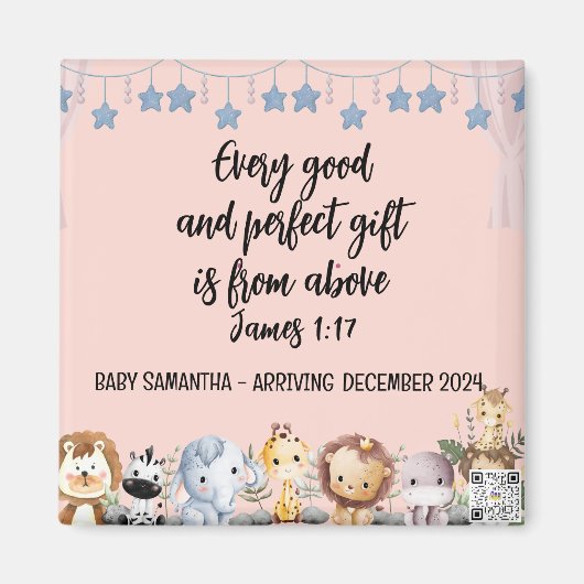 Écriture Bébé fille Faire-part Aimant Bon cadeau (Devant)