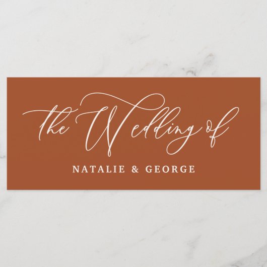 Écriture blanche en terre cuite le mariage du menu (Devant)