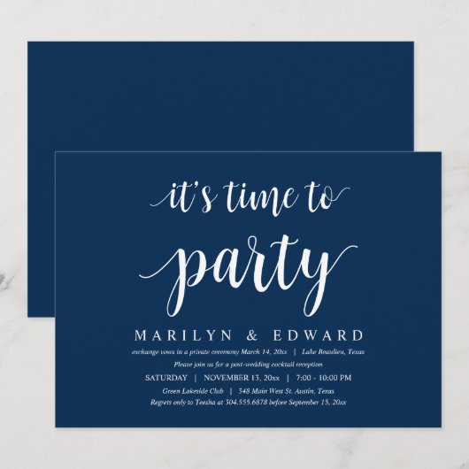 Écriture bleu marine moderne, Invitation à une fug (Devant / Derrière)