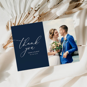 Écriture chic mariage moderne merci carte photo