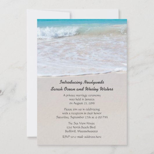 Ecriture dans le Faire-part Mariage de sable (Devant)