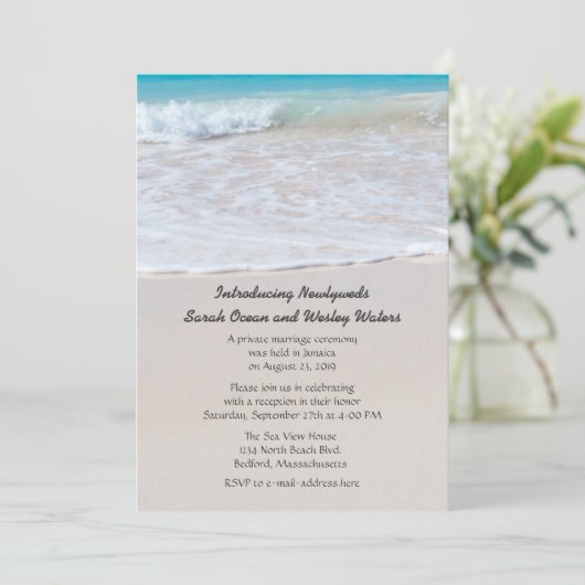 Ecriture dans le Faire-part Mariage de sable (Debout devant)