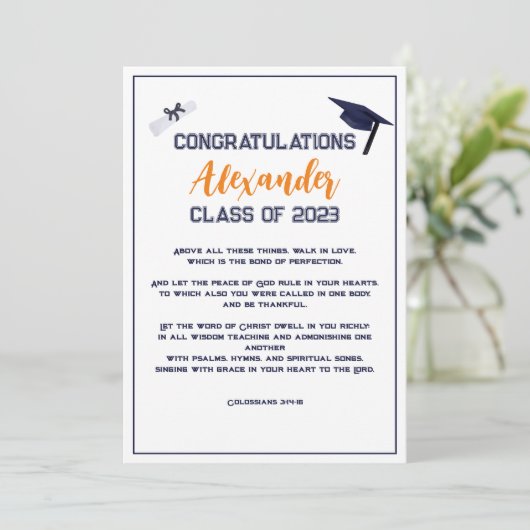 Écriture de diplôme Carte de voeux orange (Debout devant)