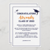 Écriture de diplôme Carte de voeux orange (Devant / Derrière)