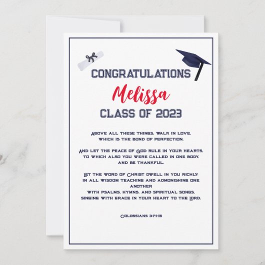 Écriture de diplôme Carte de voeux rouge (Devant)