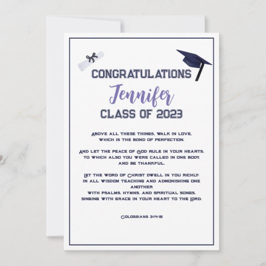 Écriture de diplôme Carte de voeux violet (Devant)