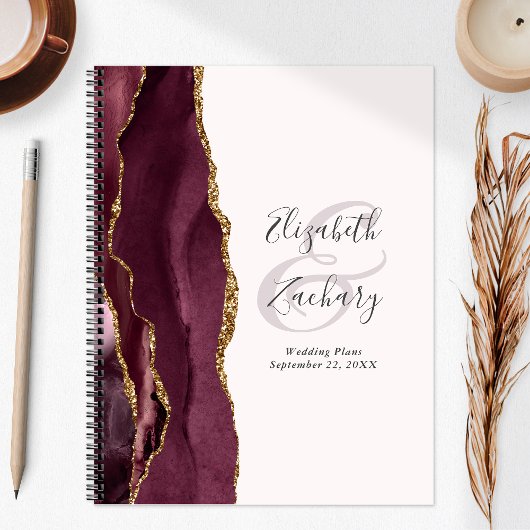 Écriture de géode d'agate bordeaux rose gold maria