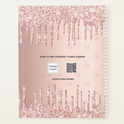 Écriture de monogramme de goutte d'or rose (Dos)