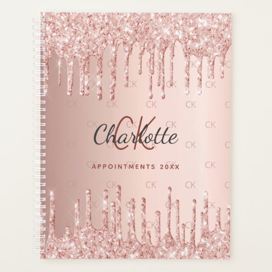 Écriture de monogramme de goutte d'or rose (Devant)