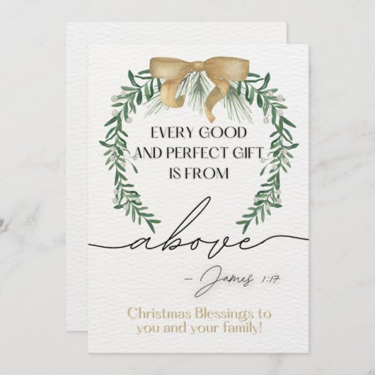 Écriture de Noël Carte de voeux James 1:17 (Devant / Derrière)