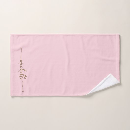 Écriture de nom à monogramme élégant rose poudré o (Serviette à main)