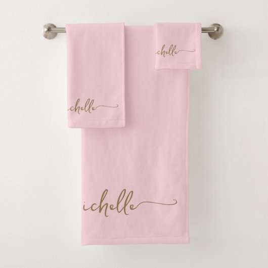 Écriture de nom de monogramme doré élégant rose bl (En situation)