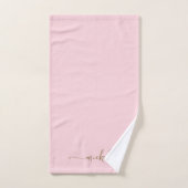Écriture de nom de monogramme doré élégant rose bl (Serviette à main)