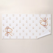 Écriture de nom du monogramme en or blanc élégant (Serviette de bain)