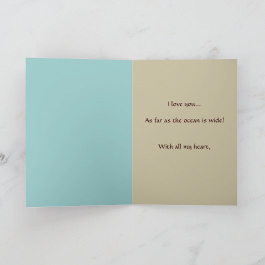 Ecriture de sable sur la carte de voeux de plage (Intérieur)