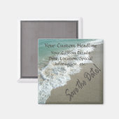 Ecriture de sable sur la plage, Magnet Réservez la (Recto/Verso)