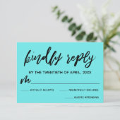 Écriture décontractée Carte RSVP Aqua Wedding (Debout devant)